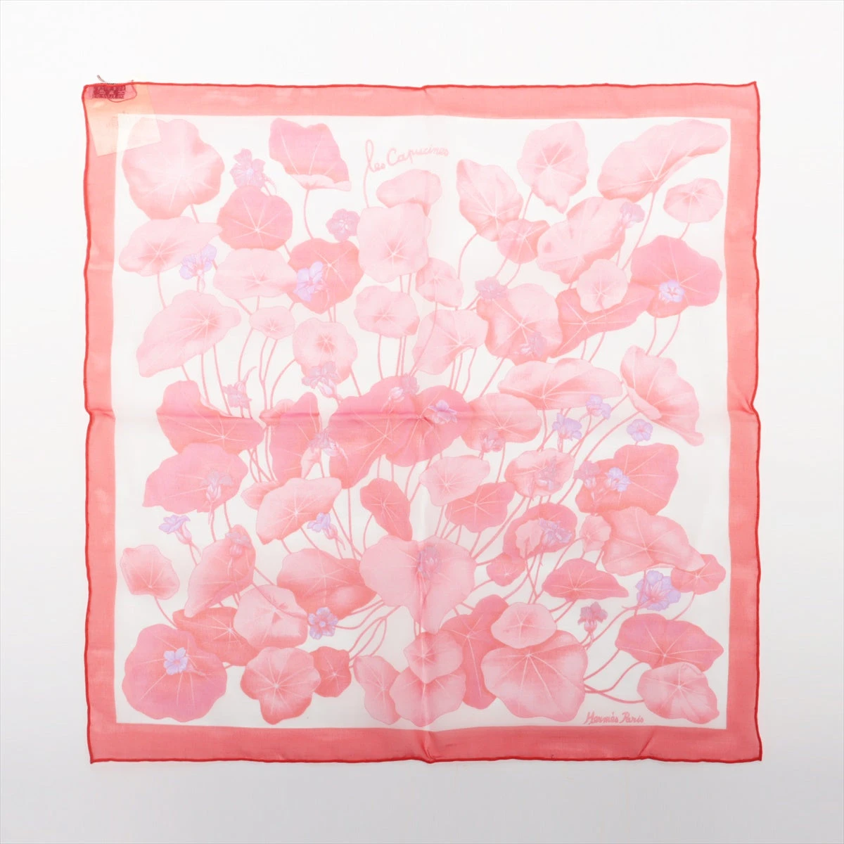 エルメス カレ45 Les Capucines 金蓮花 スカーフ シルク ピンク