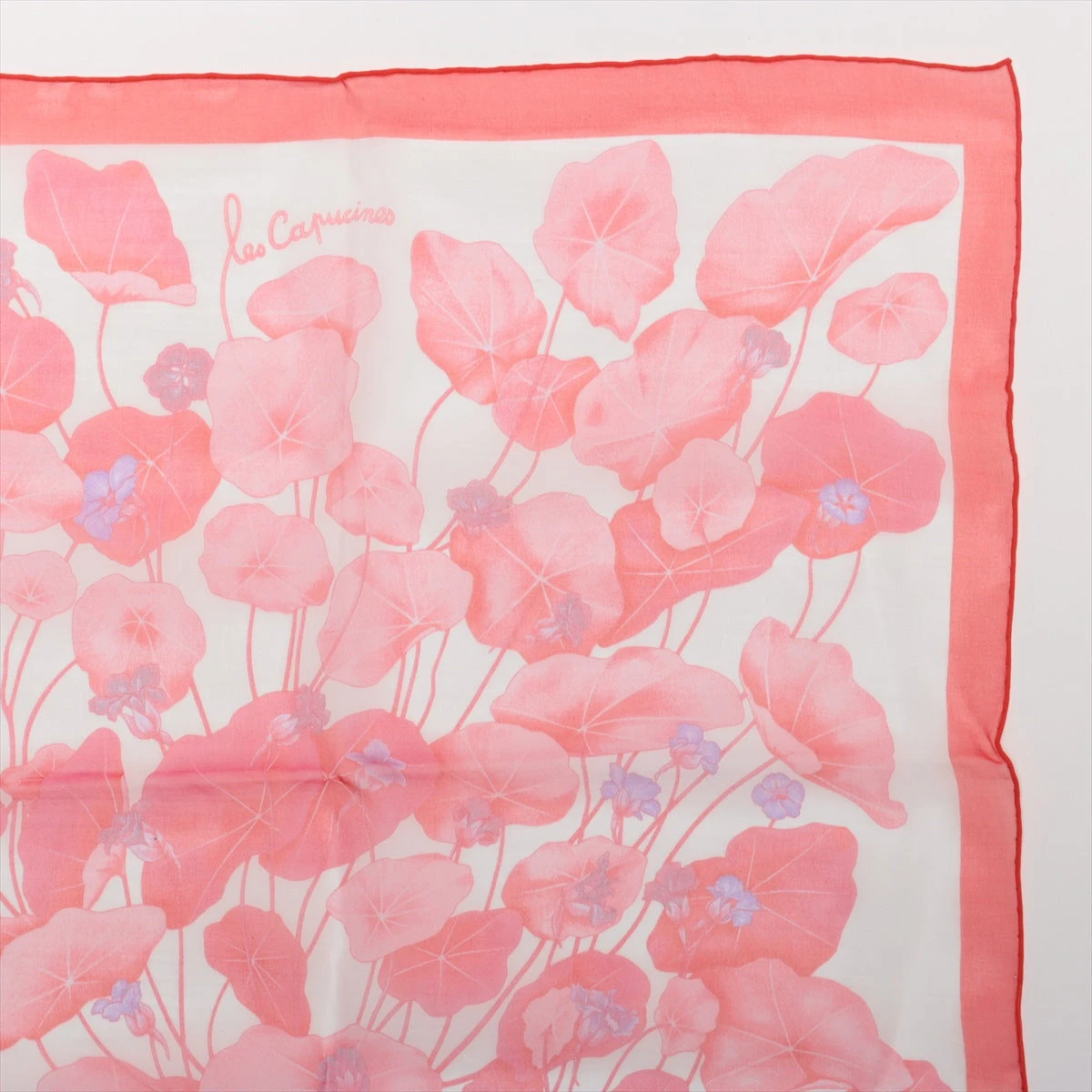 エルメス カレ45 Les Capucines 金蓮花 スカーフ シルク ピンク
