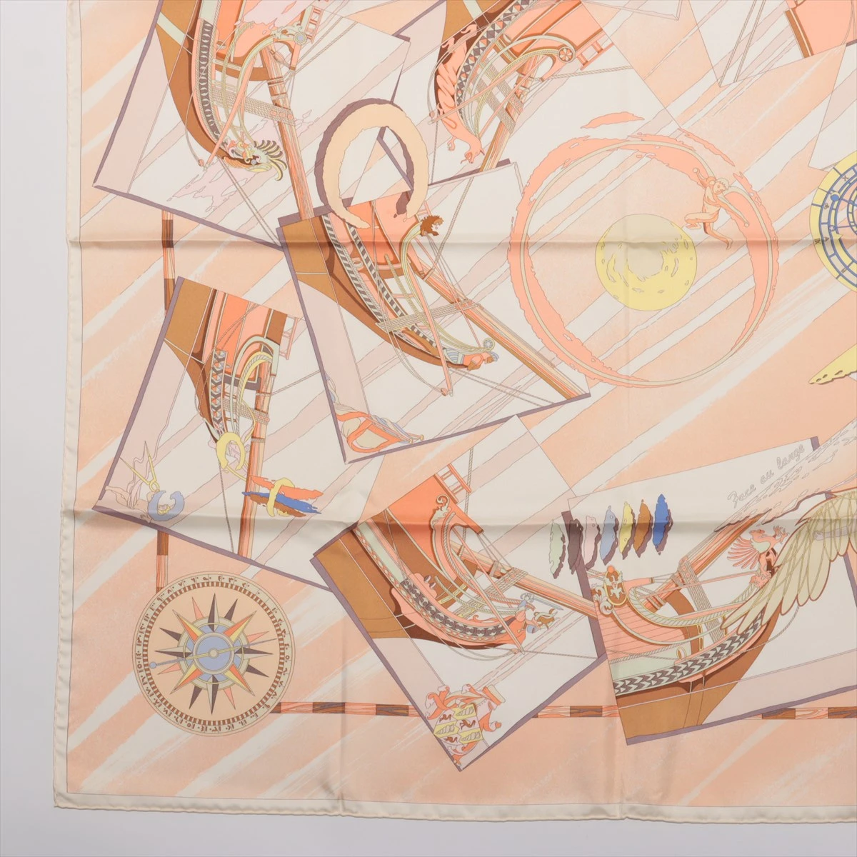 エルメス スカーフ　カレ　オレンジ　ボタン手芸 美品 HERMES エルメス カレ90 ASTRES et SOLEILS 天体と太陽
