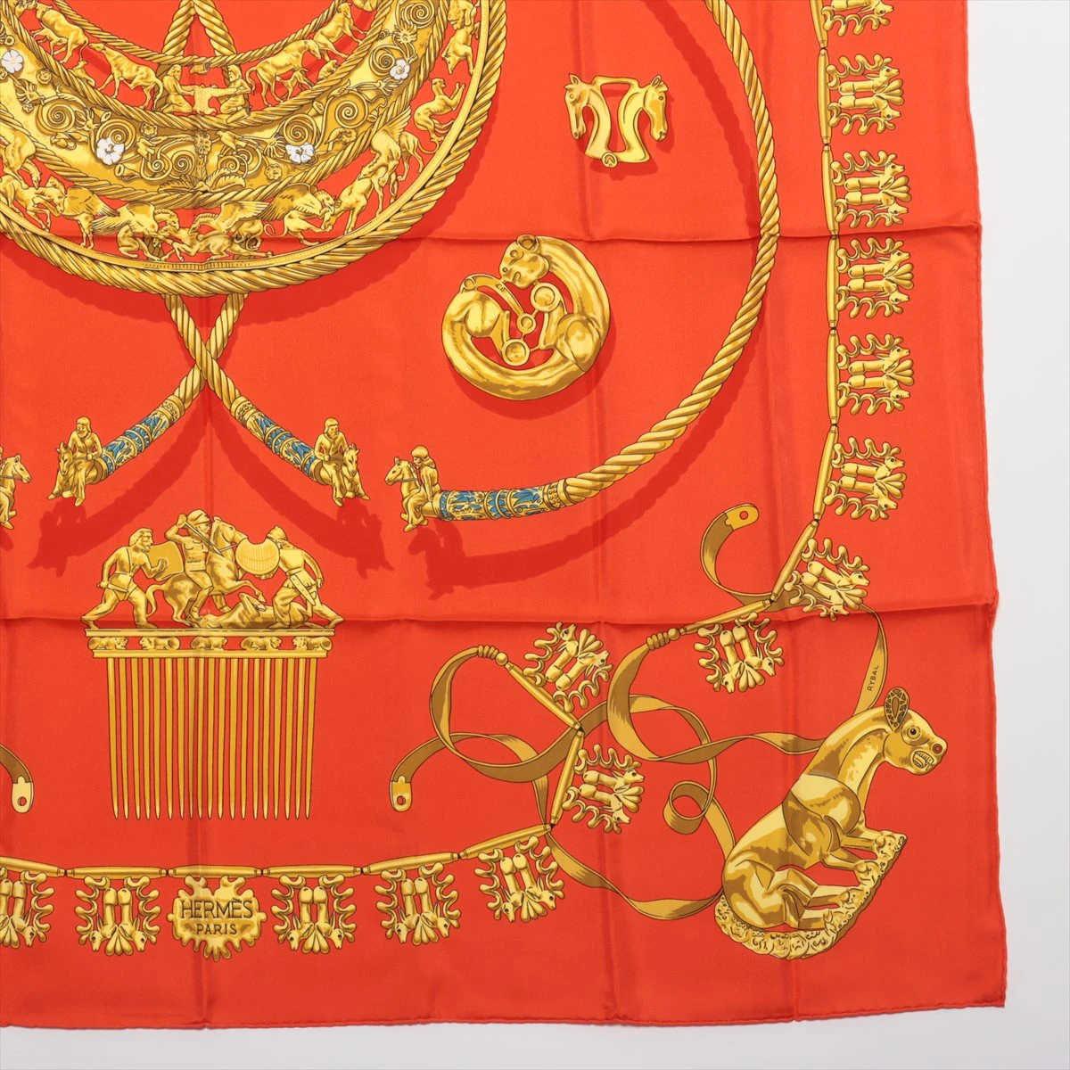 エルメス カレ90 LES CAVALIERS D'OR 黄金の騎士 スカーフ