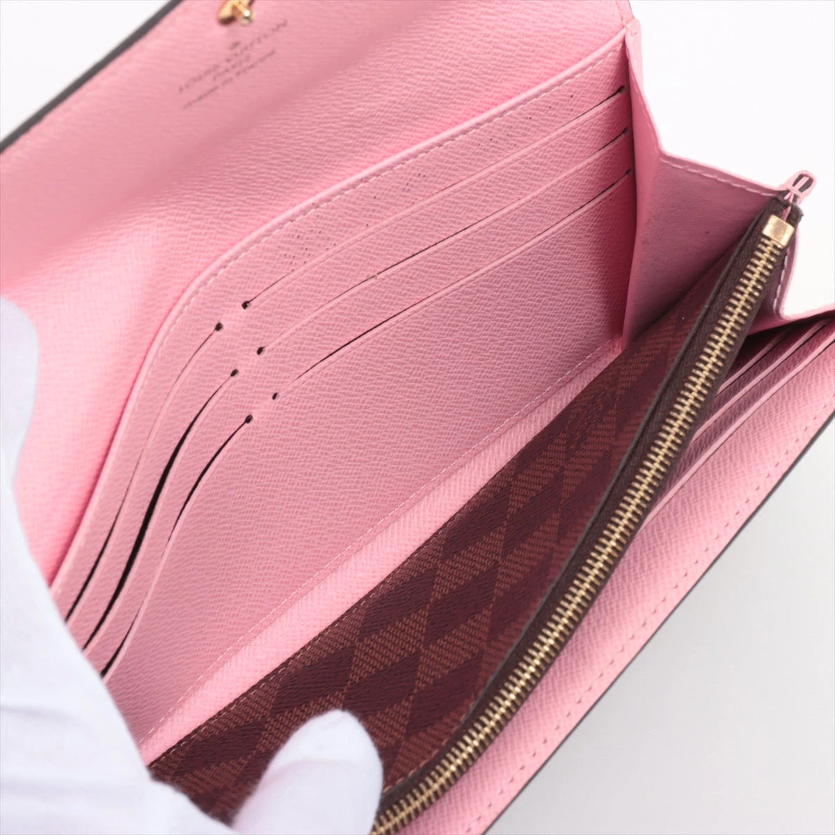 ヴィトン ダミエ ポルトフォイユサラ N60476 ピンク 財布 RFID