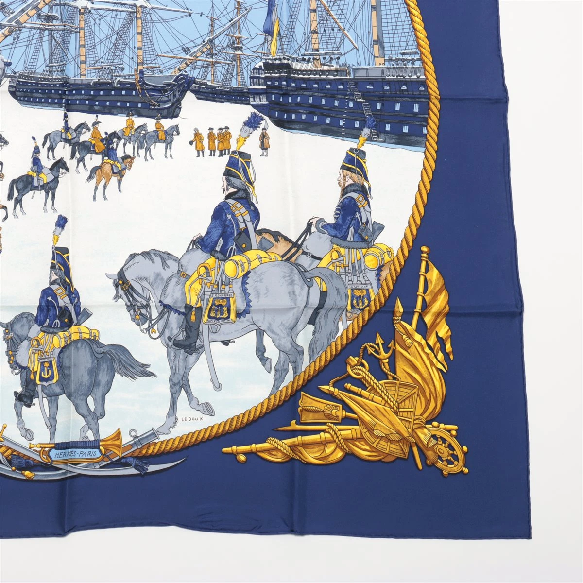 エルメス カレ90 MARINE ET CAVALERIE 海と騎兵隊 スカーフ