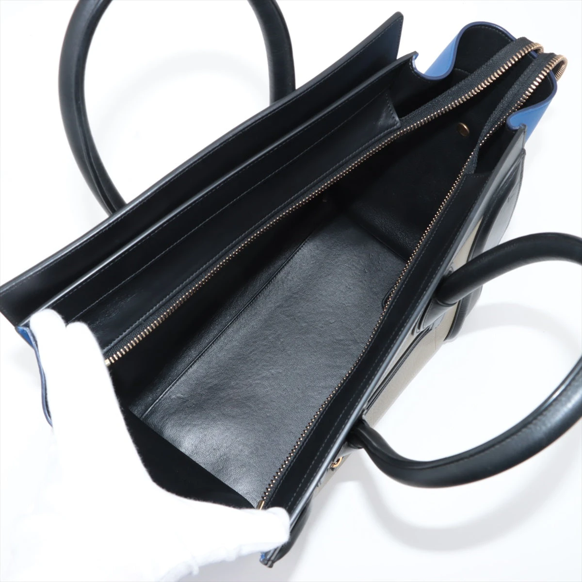 セリーヌ　限定　ラゲージ　ミディアム ショッパー　イントレ　レザー バッグ　編み セリーヌ ラゲージミディアムショッパー レザー ハンドバッグ ブラック