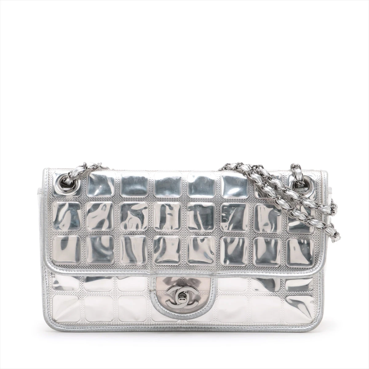 シャネル アイスキューブ ビニール×レザー シングルフラップ ダブル