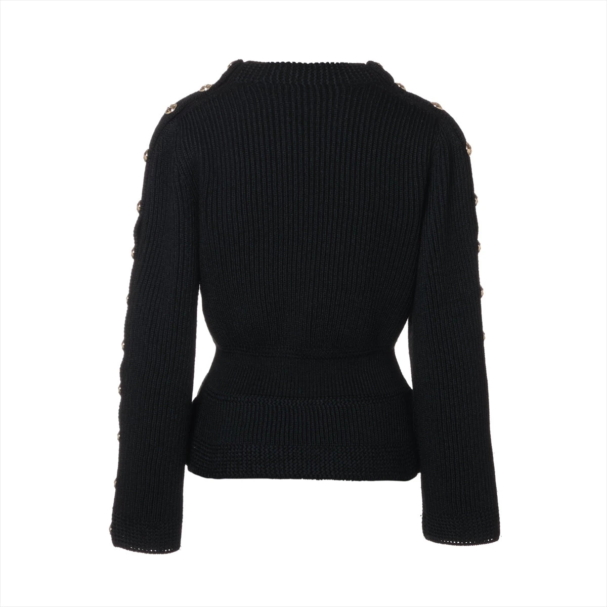 CHANEL ブラック セーター シルバーボタン 38