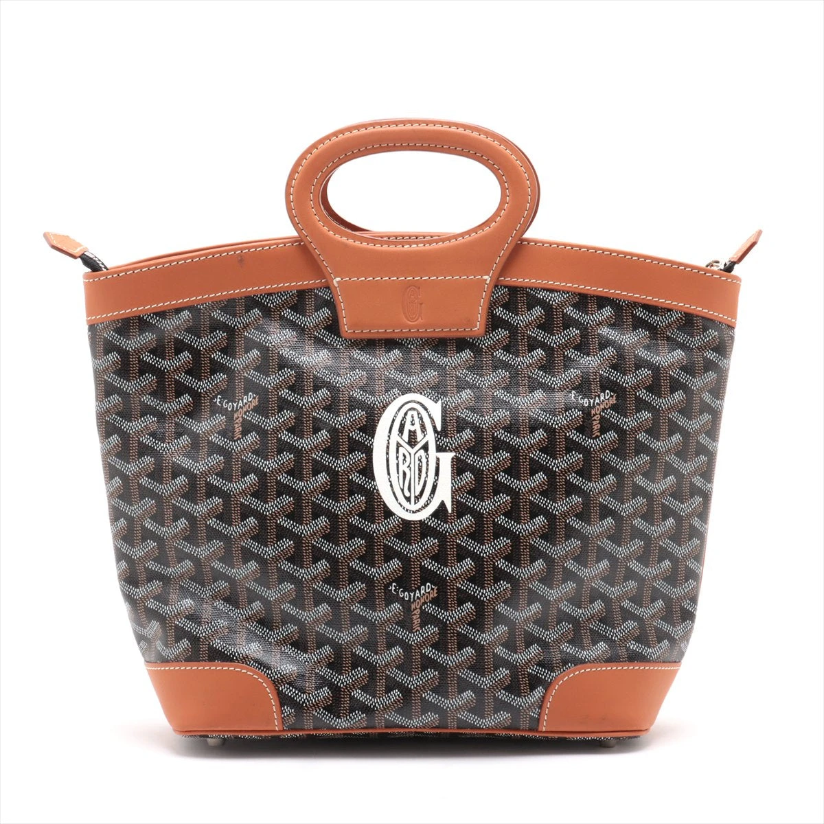 ゴヤール ベルーガ PVC×レザー ハンドバッグ ブラック×ブラウン