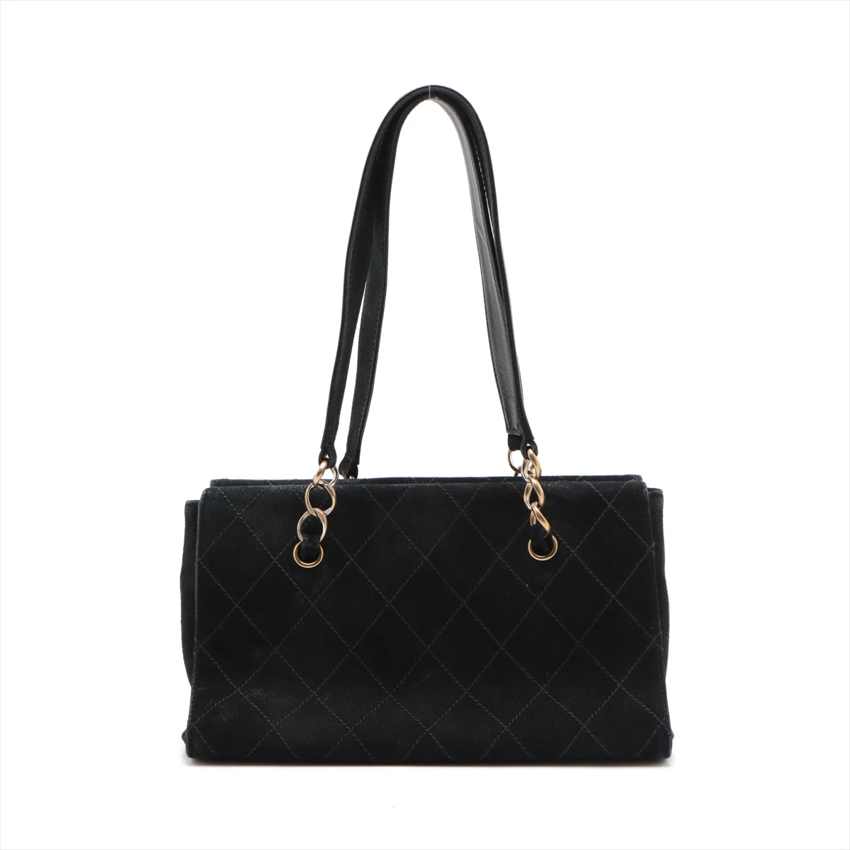 シャネル ワイルドステッチ スエード チェーントートバッグ ブラック