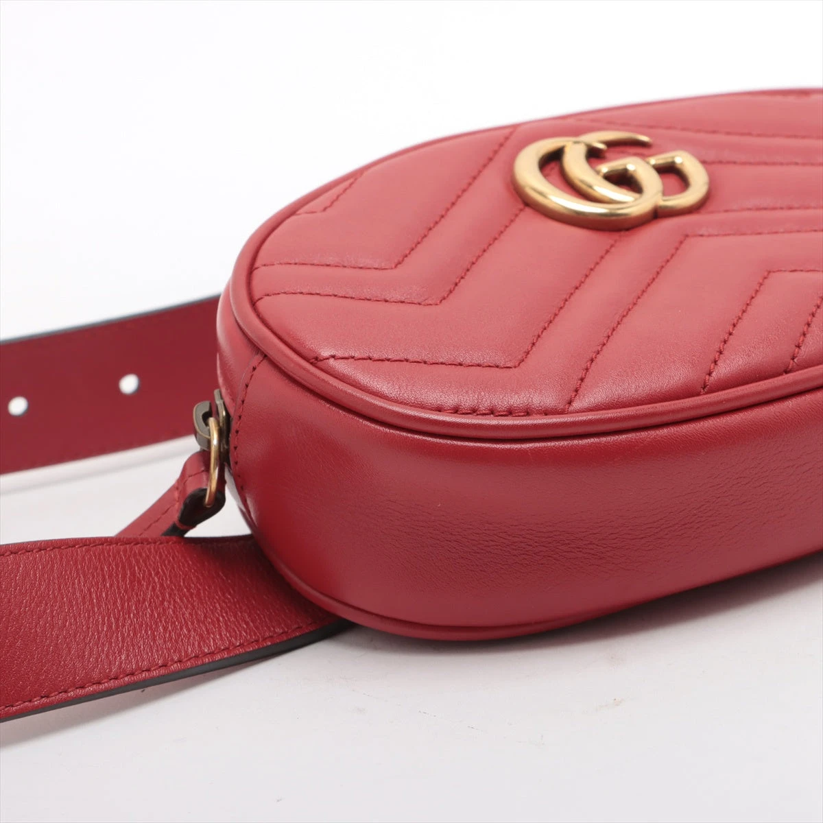 GUCCI ウエストポーチ マーモント ベロア レザー レッド グッチ GGマーモント レザー ウエストポーチ レッド 476434