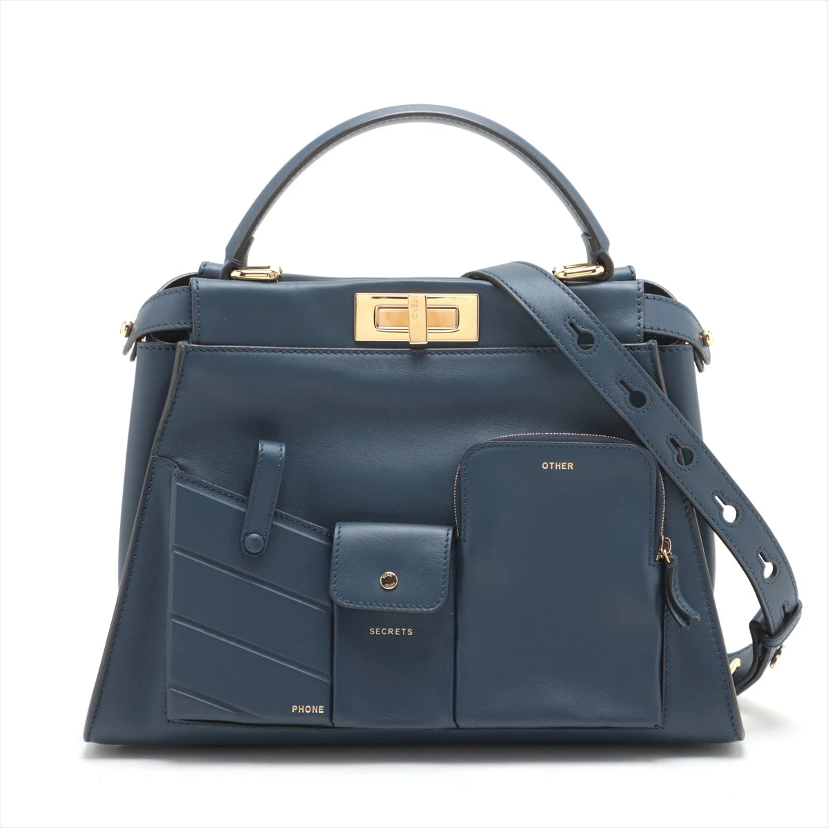 フェンディ ピーカブー レギュラー ポケット レザー 2WAYハンドバッグ
