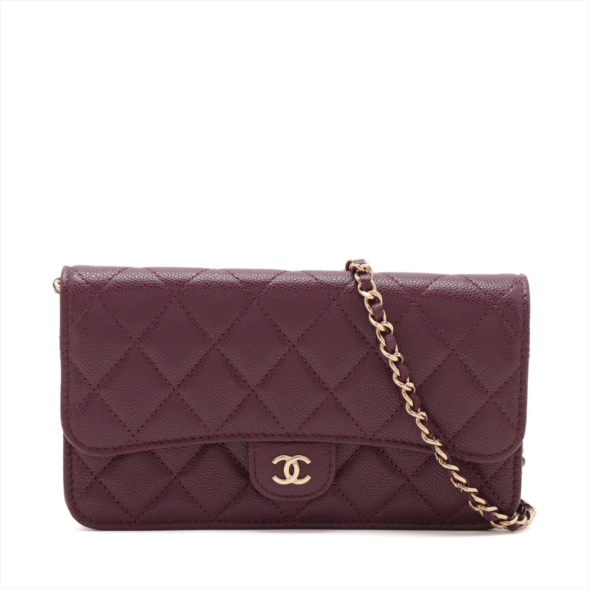 シャネル マトラッセ キャビアスキン チェーンウォレット パープル  