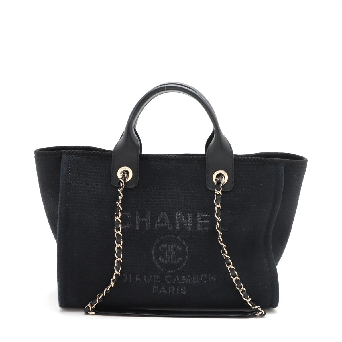 シャネル CHANEL チェーン トートバッグ ブラック 黒 キャンバス シャネル CHANEL チェーン トートバッグ ブラック 黒 キャンバス