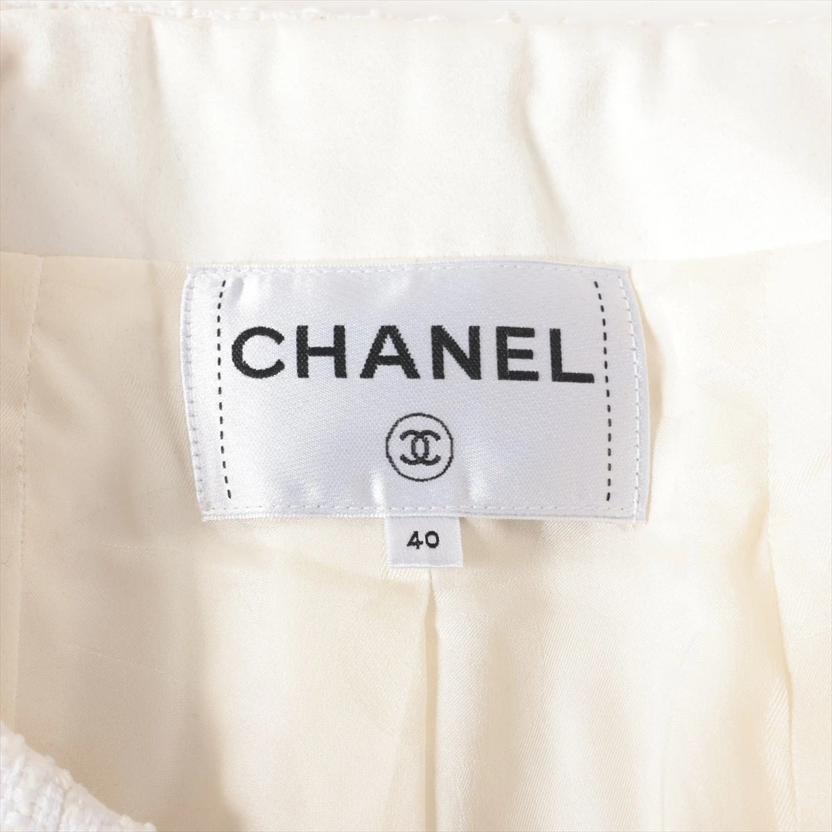 シャネル ココボタン コットン×ナイロン ノーカラージャケット 40