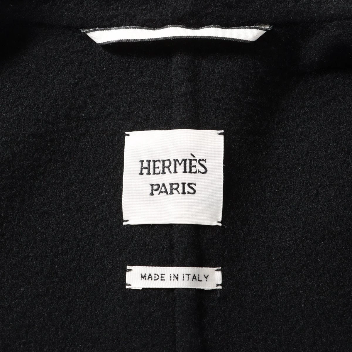 定番　HERMES カシミヤ　ダブルフェイス　黒 セリエボタン　34 エルメス カシミヤ ロングコート 34 レディース ブラック H