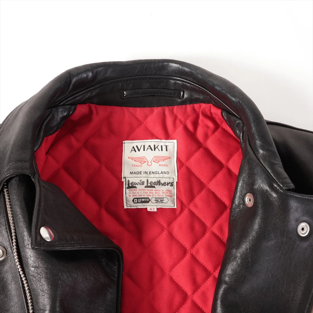 AVIakit ブラックレザージャケット 42 ルイスレザー レザー ライダースジャケット 42 メンズ ブラック