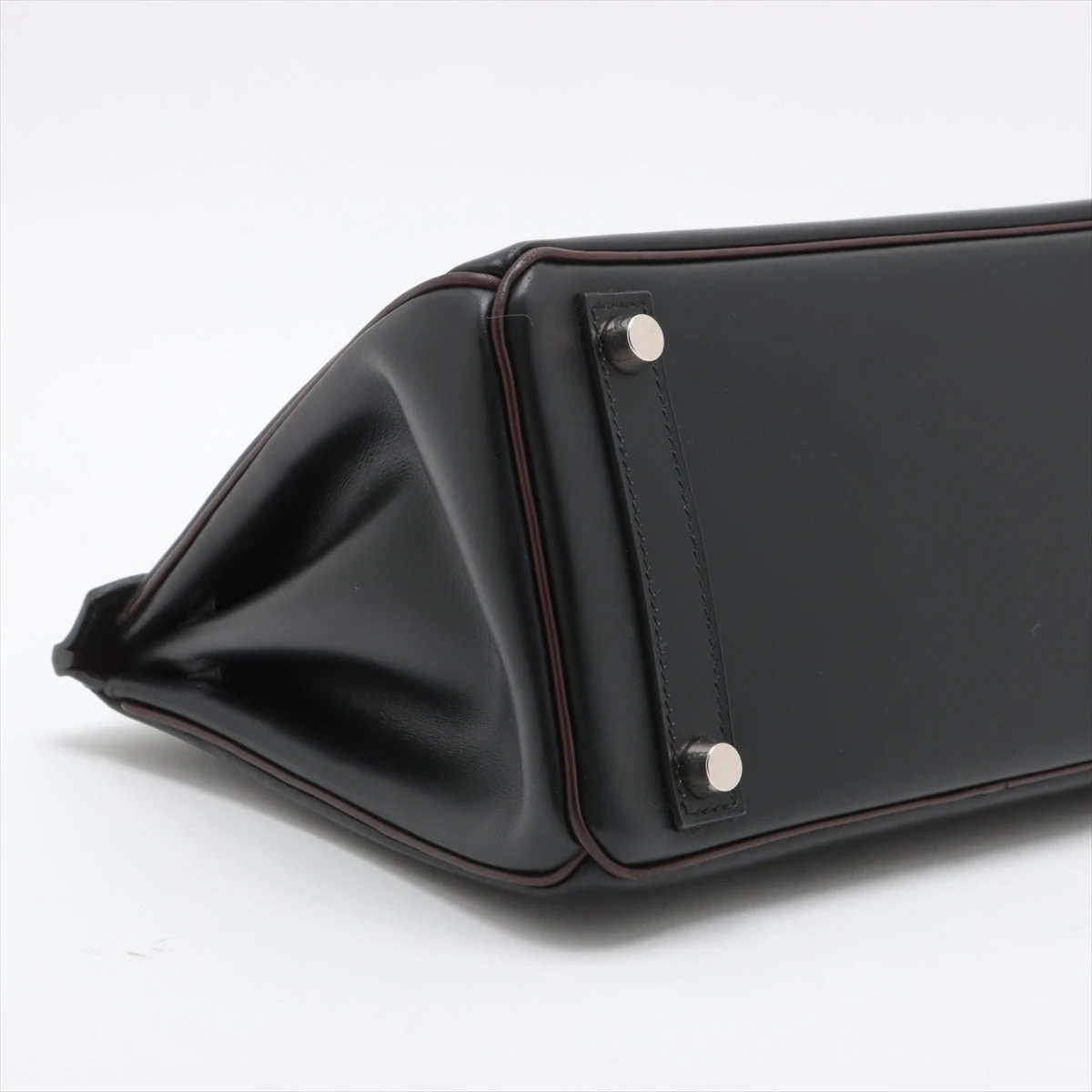 エルメス バーキン25 ボックスカーフ ブラック×カフェ シルバー