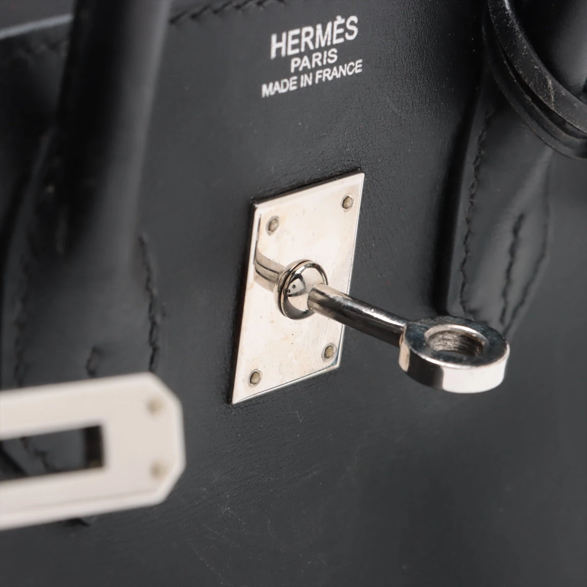 エルメス　バーキン25㎝用箱 エルメス バーキン25 ボックスカーフ ブラック×カフェ シルバー