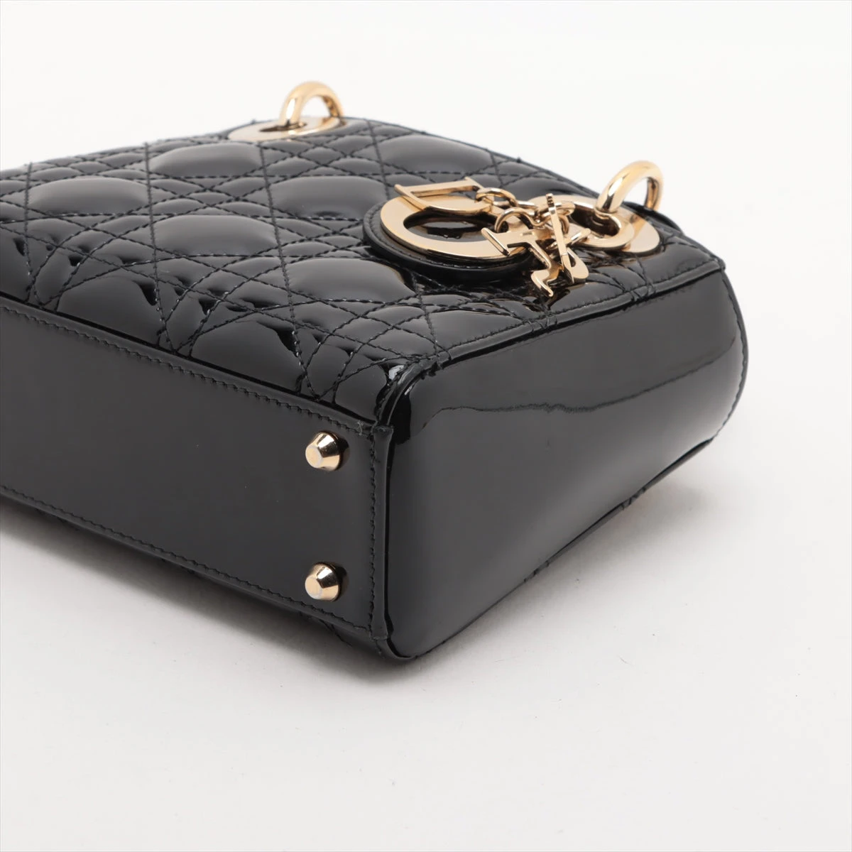 VINTAGE★Dior ミニカナージュ パテントレザー ハンドバッグ クリスチャンディオール レディディオール ミニカナージュ