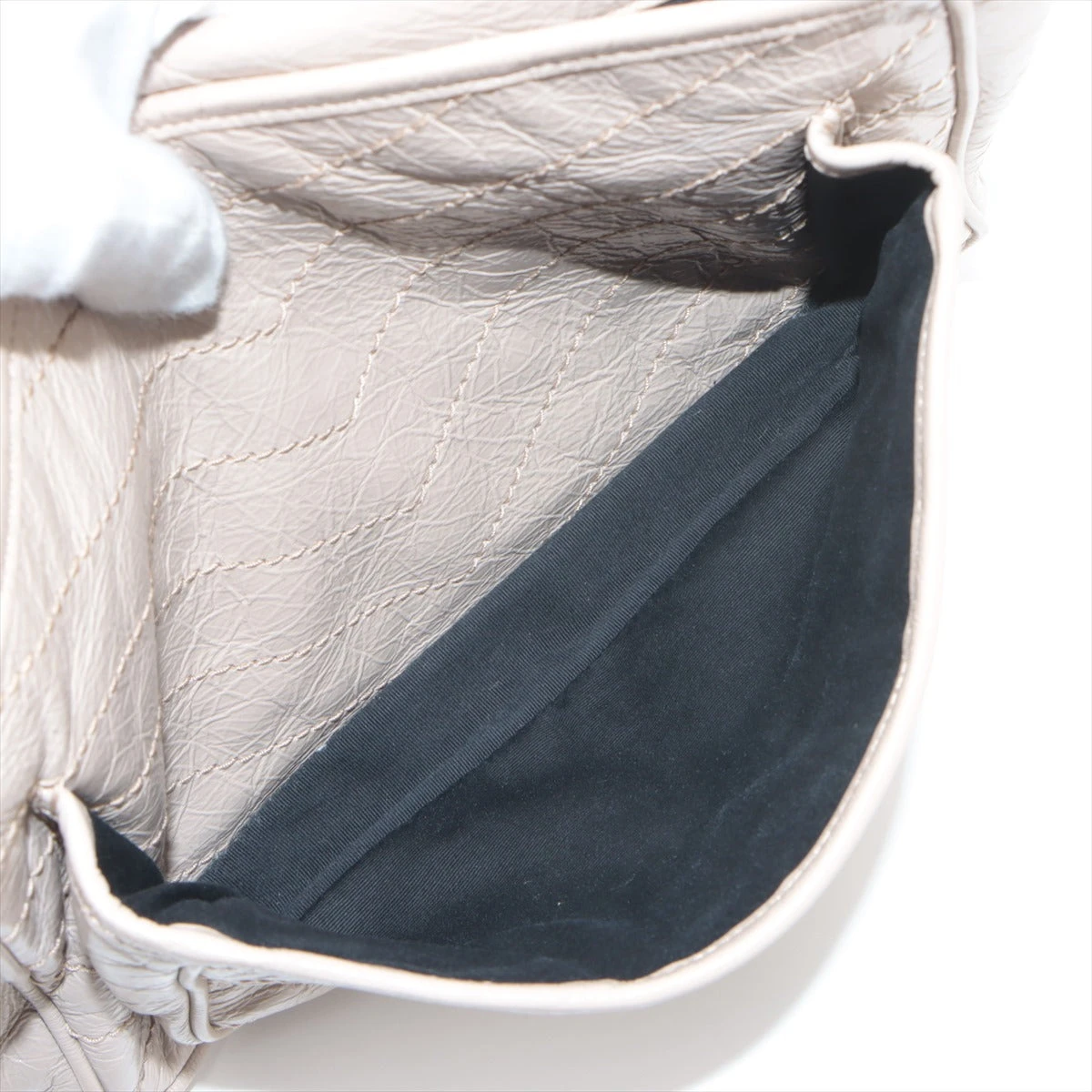 サンローランパリ ニキ レザー チェーンショルダーバッグ ベージュ