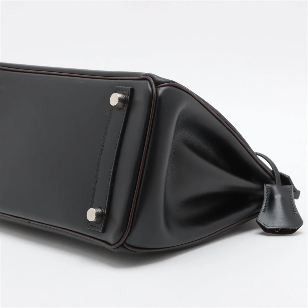 エルメス バーキン25 ボックスカーフ ブラック×カフェ シルバー金具