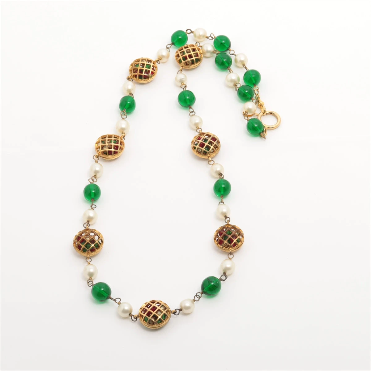 シャネル グリポア ネックレス GP×フェイクパール×カラーストーン