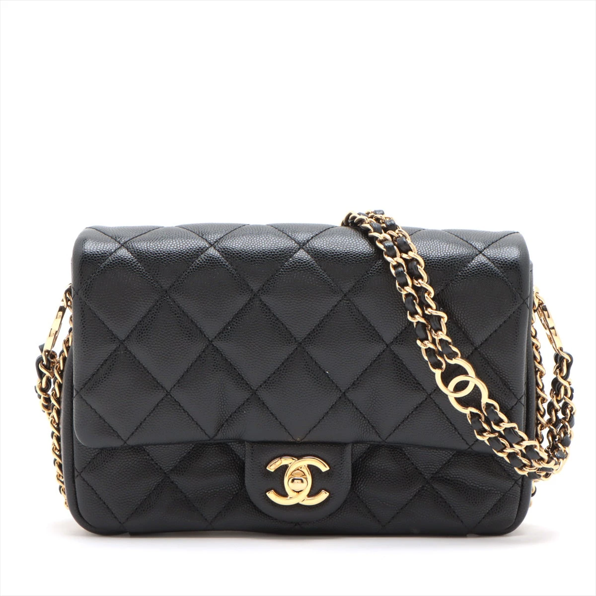 CHANEL★シャネルミニマトラッセ チェーンショルダー Aランク シャネルミニマトラッセ チェーンショルダー 白 シルバー金具