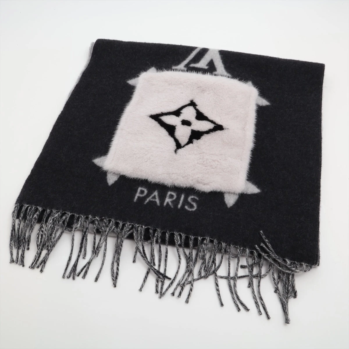 ヴィトン エシャルプ コールド レイキャビック カシミヤ×ミンク ブラッ