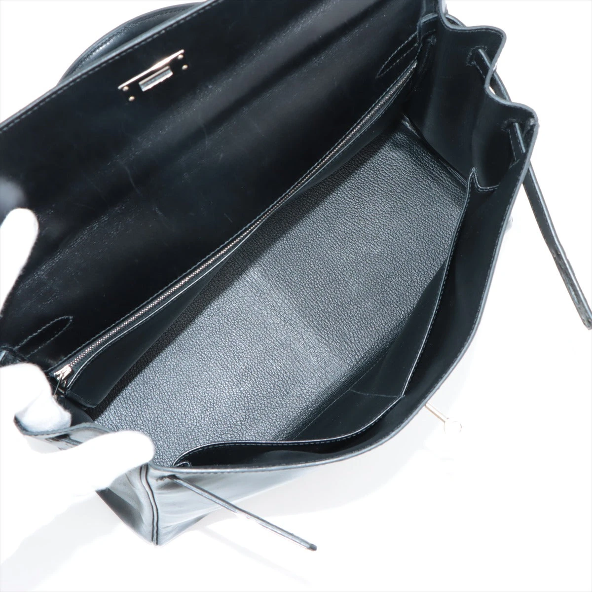 エルメス ケリー35 ボックスカーフ ブラック シルバー金具 □L:2008年 