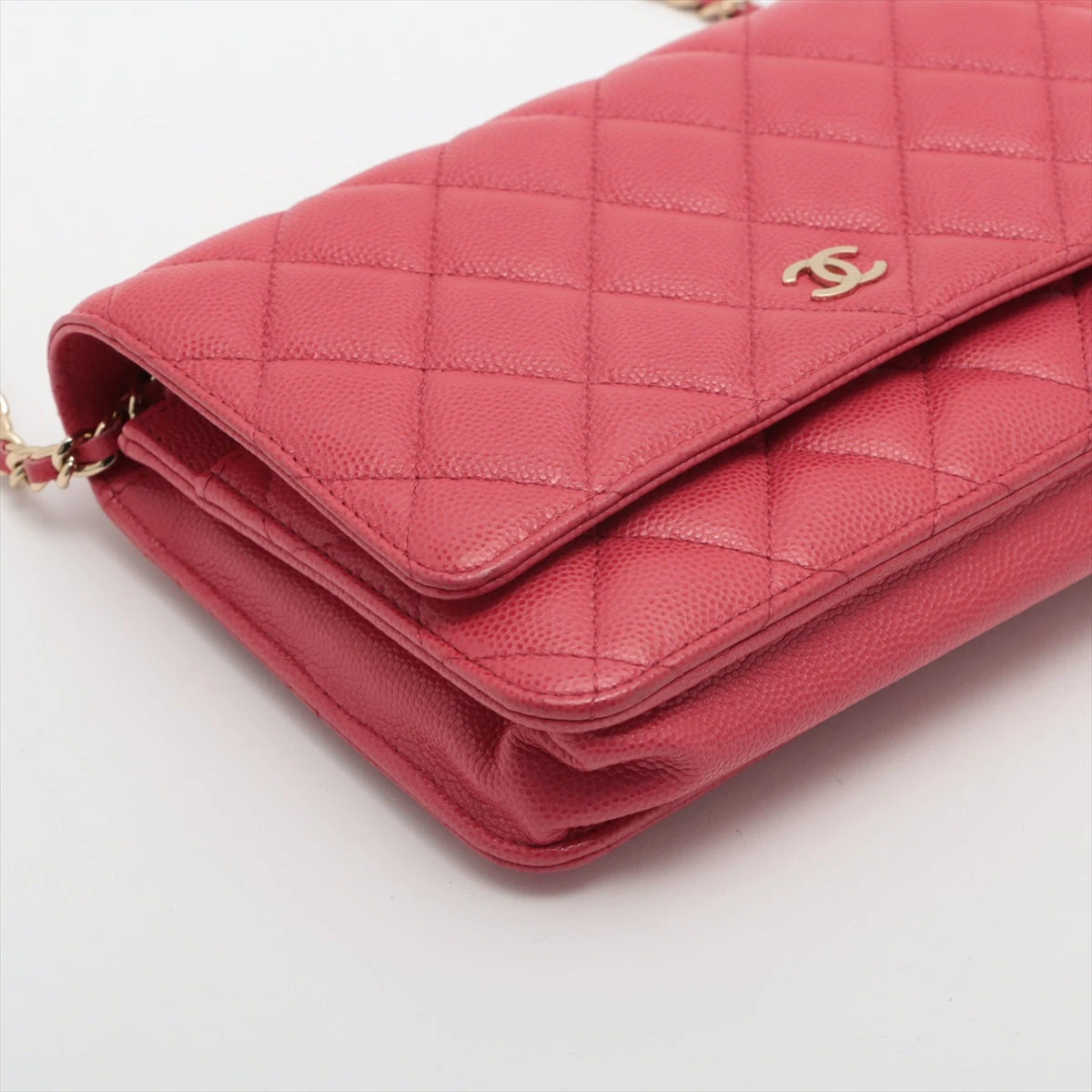 CHANEL　マトラッセ チェーン ウォレット キャビアスキン　ピンク CHANEL シャネル マトラッセチェーンウォレット ピンク/SV