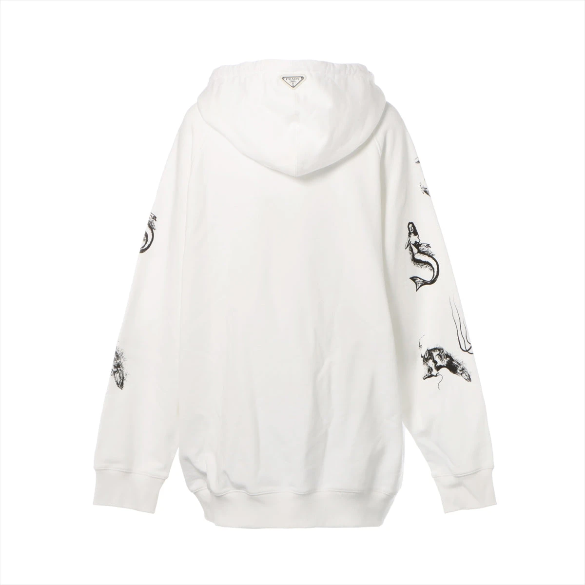 【希少】PRADA コットン ジャージー パーカー ロゴ ホワイト 中古】 プラダ メンズ ロゴ パーカー ホワイト S ビッグ