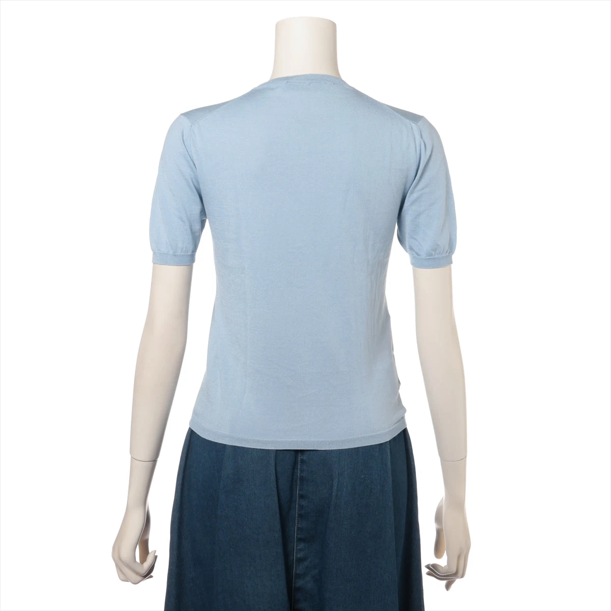 PRADA カシミヤ シルク ノースリーブ ニット水色 40 L PRADA 極美品☆PRADA プラダ 2018年製 P24I0F ウール シルク