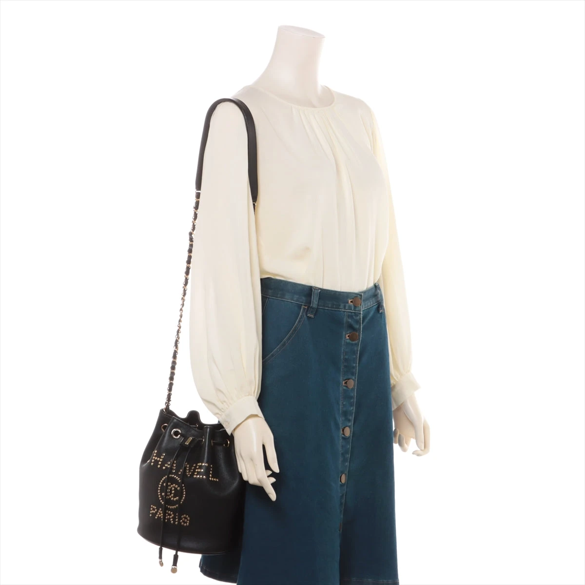CHANEL✩.*˚希少 ドーヴィル キャビアスキン 巾着 ショルダーバッグ Deauville シャネル バッグ レディース ドーヴィル チェーンショルダー