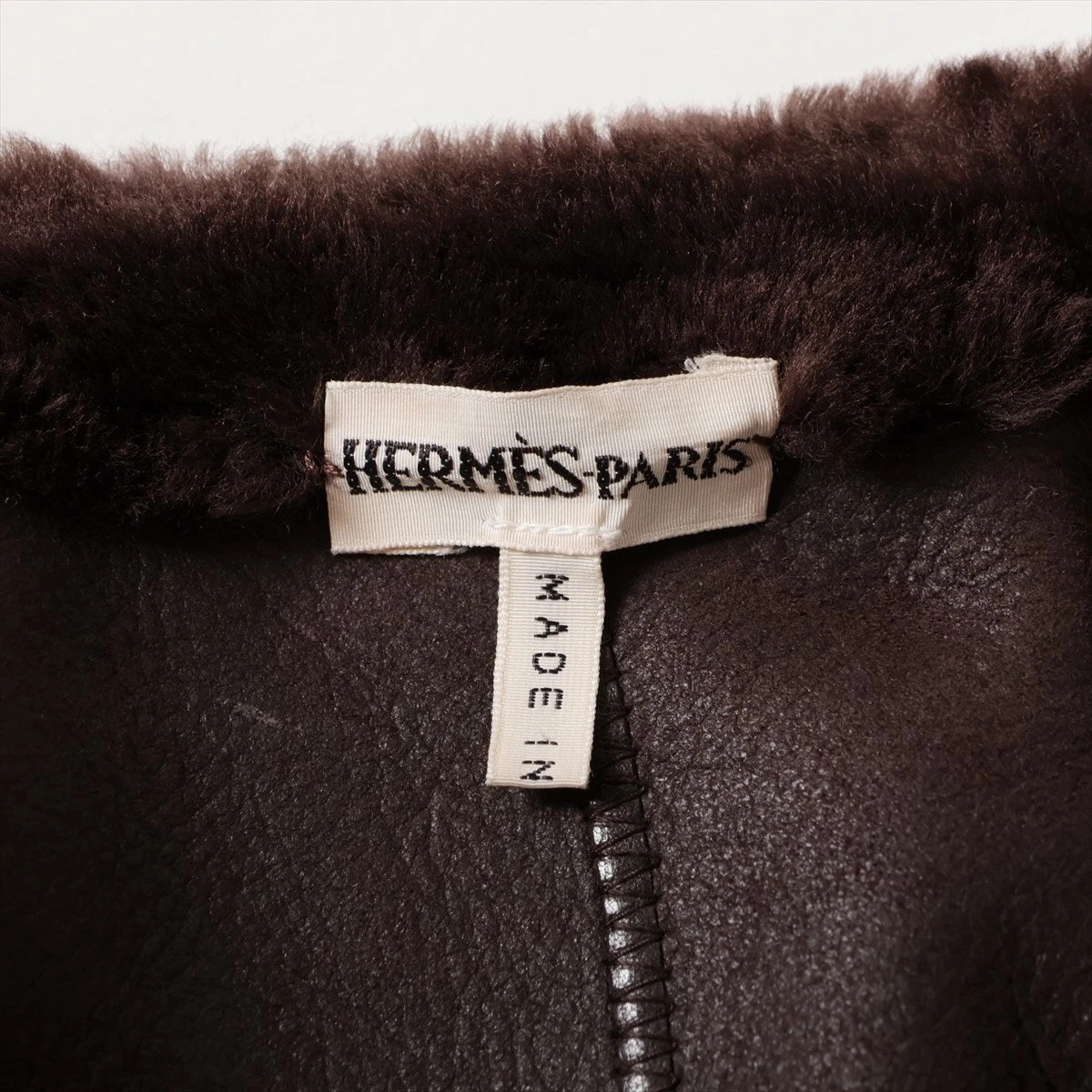 エルメス ラムスキン ムートンコート 40 レディース ブラウン