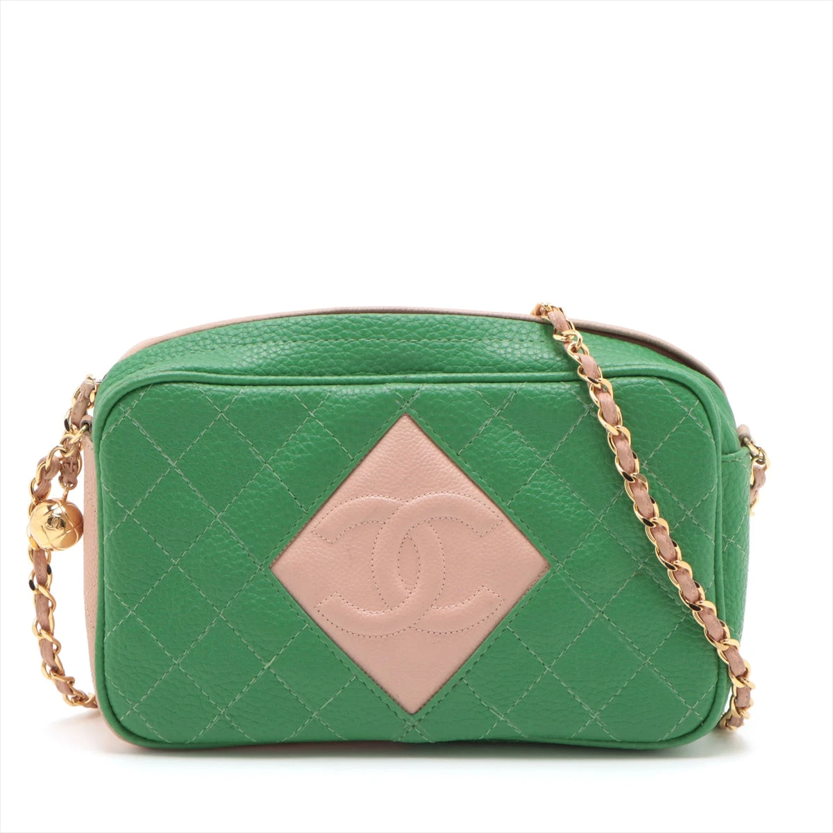 シャネル マトラッセ レザー チェーンショルダーバッグ ピンク