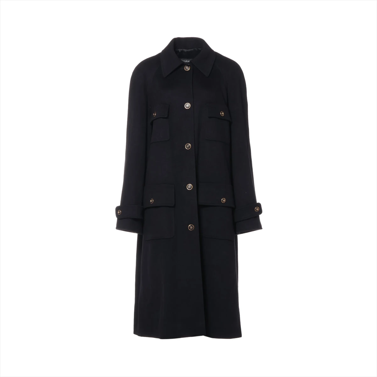 ココ　0324 シャネル ココボタン 95A カシミヤ×シルク コート 40 レディース
