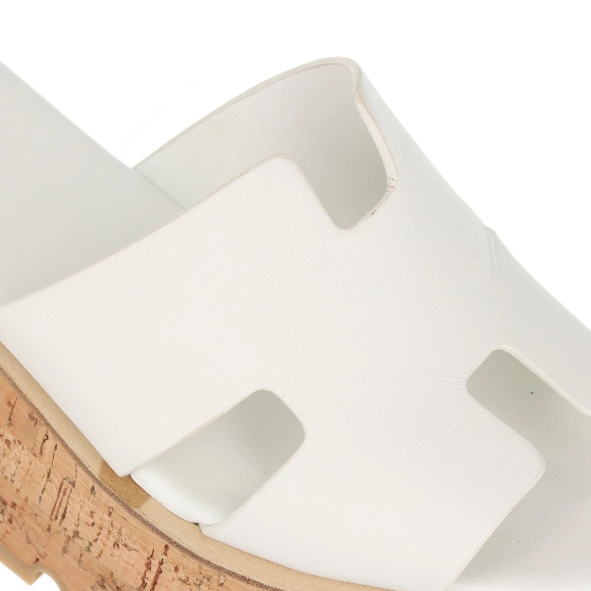 期間限定出品 エルメス ウェッジソール サンダル エズ　白 34 鑑定済】 エルメス ウェッジソール サンダル エズ白 34 (21.5cm)