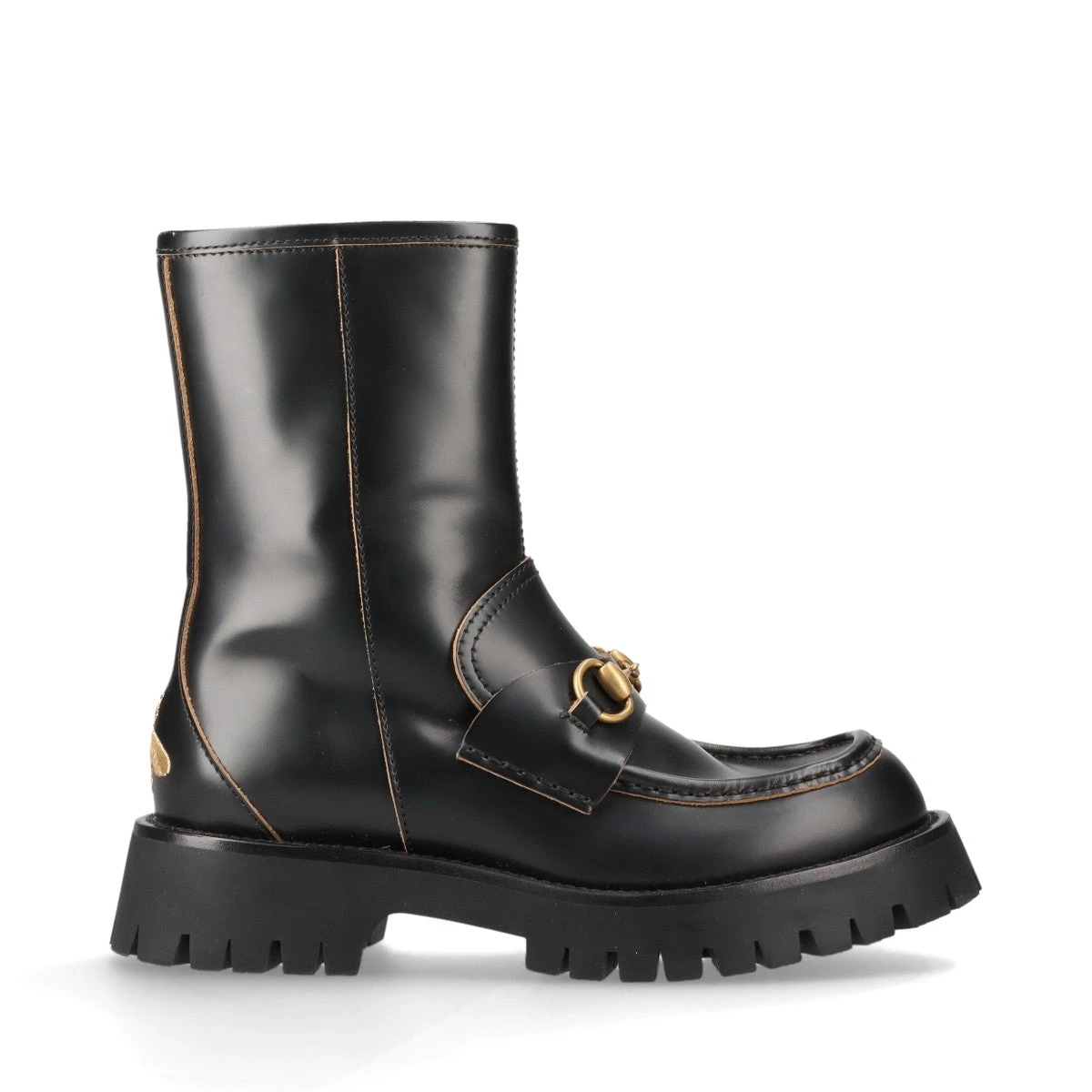 美品　グッチ　ブーツ　ショートブーツ　ブラック　ホースビット　38 1/2 グッチ ホースビット レザー ショートブーツ 38 レディース