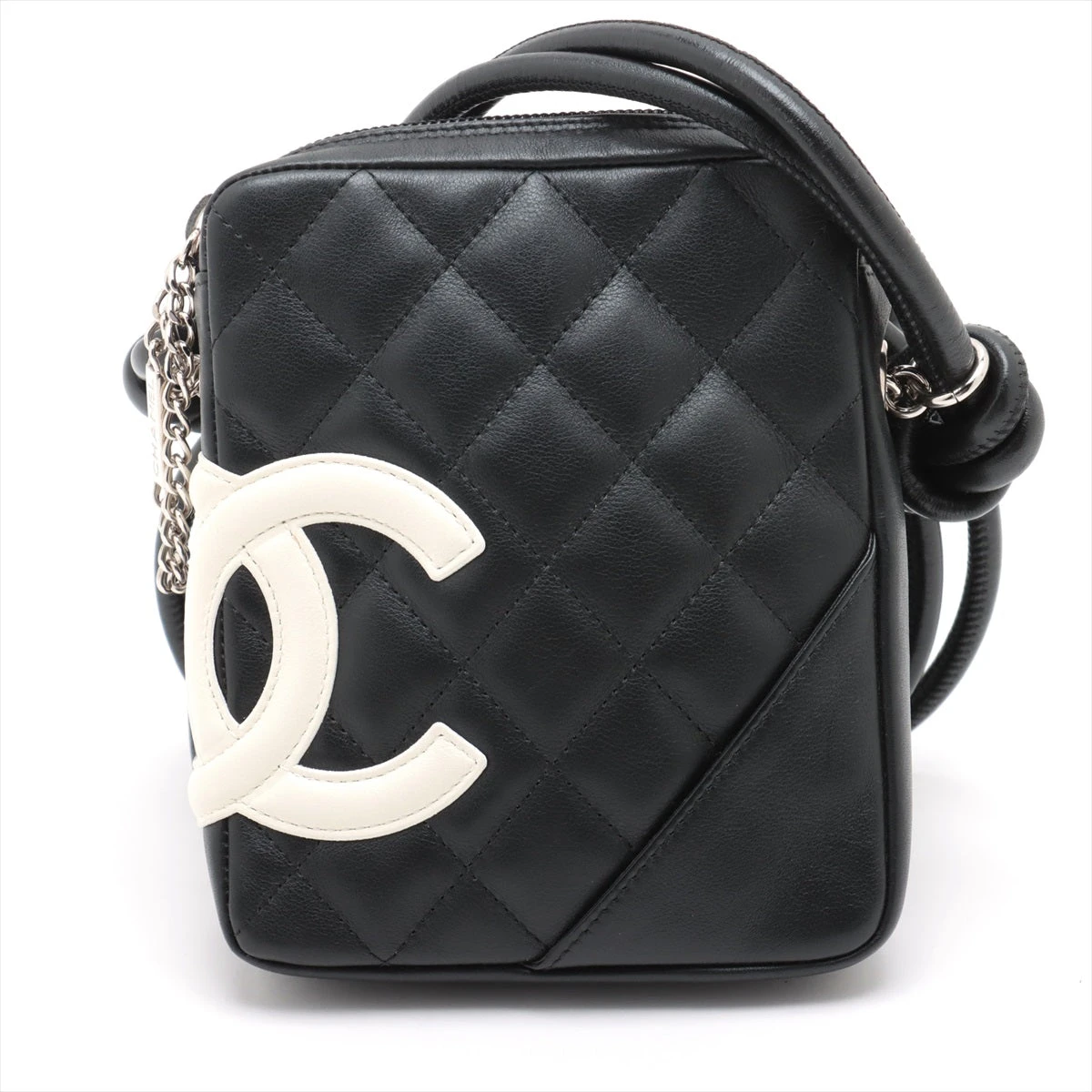 シャネル カンボンライン ラムスキン ショルダーバッグ ブラック