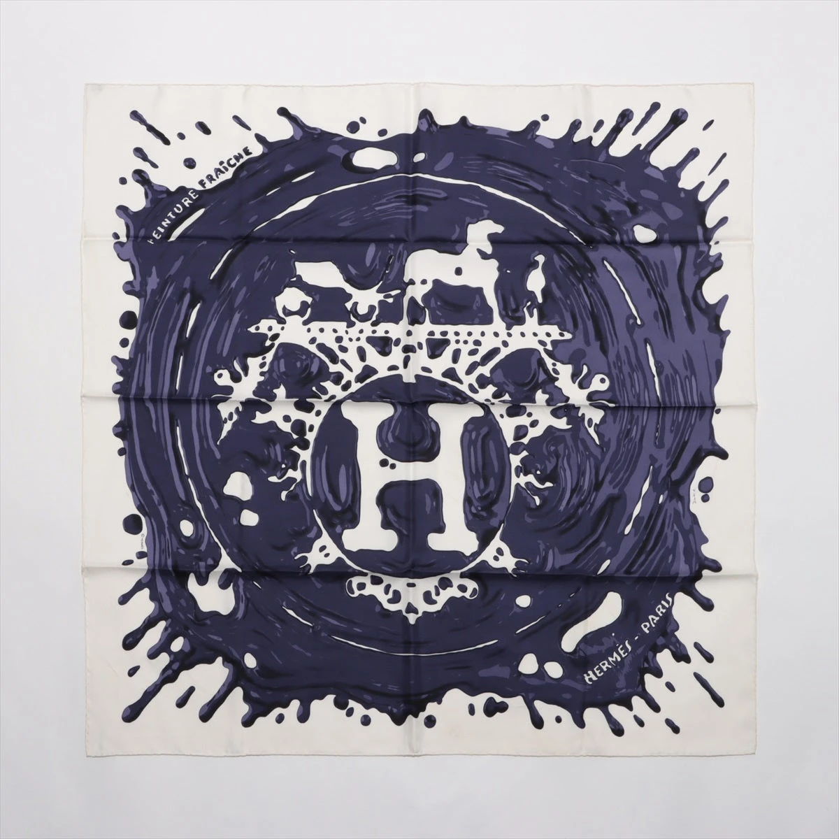 HERMES】エルメス カレ90 シルク スカーフ ペンキ塗りたて ブルー