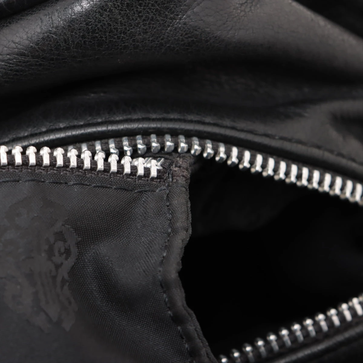 クロムハーツ ボストンバッグ レザー×925 ブラック×シルバー スク