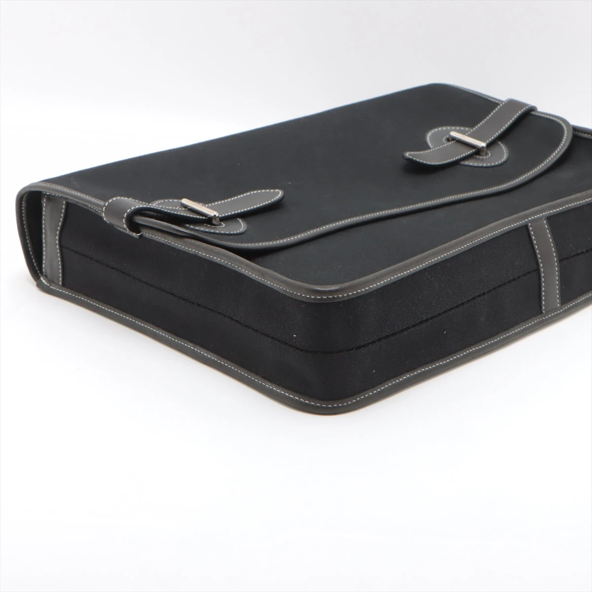 【正規品】HERMES ブエナベンチュラ ビジネスバッグ キャンバス レザー エルメスブエナベンチュラ MM 黒 シルバー金具 ユニセックス ビジネス
