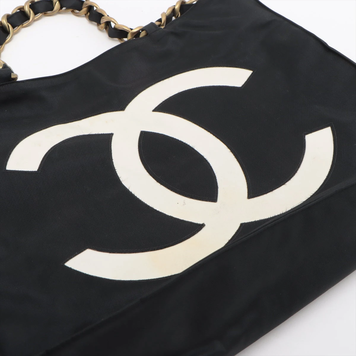 CHANEL ココマーク デカロゴ ビニール トートバッグ チェーン シャネル