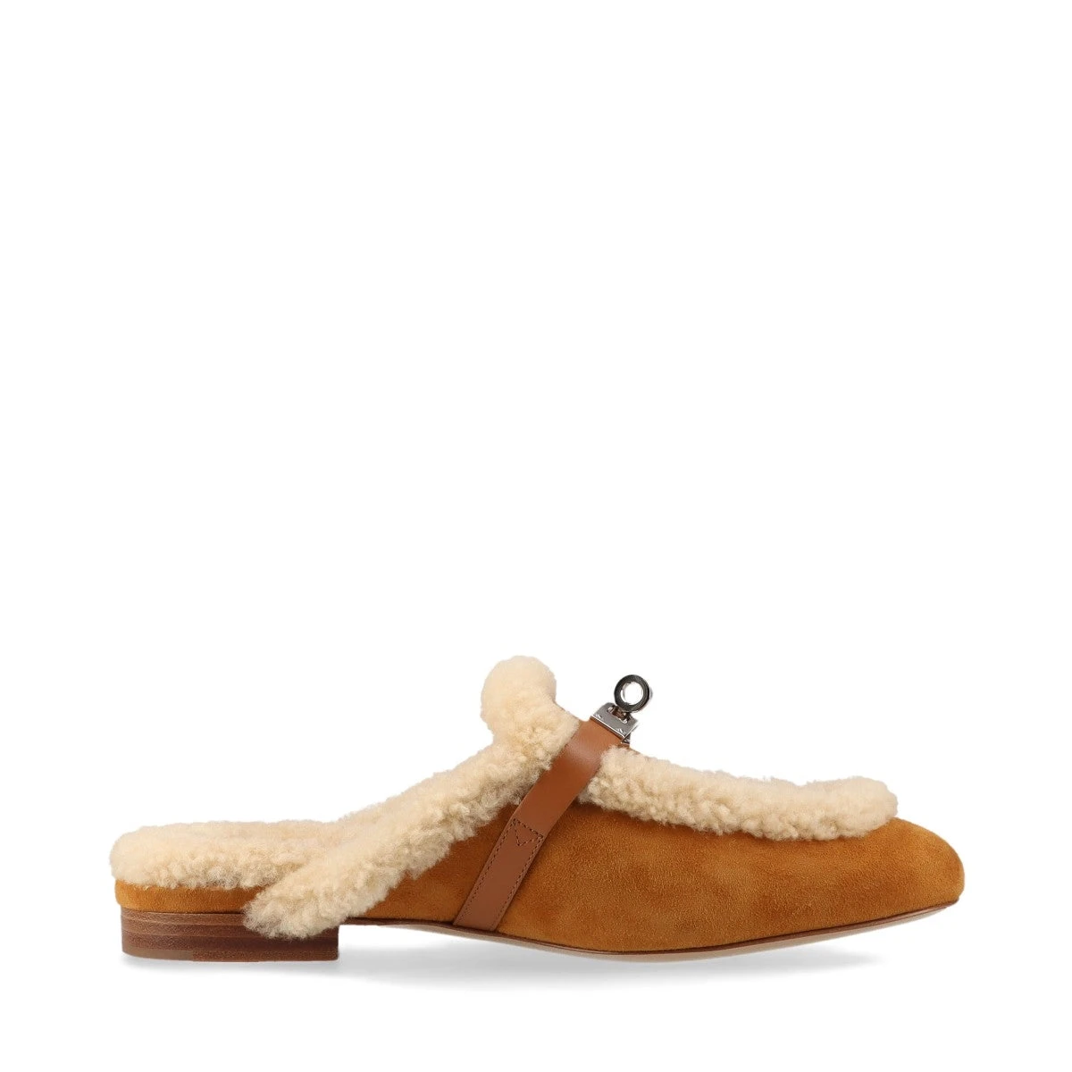 エルメス オズ スエード×ボア ミュール 37 レディース ブラウン ケリー