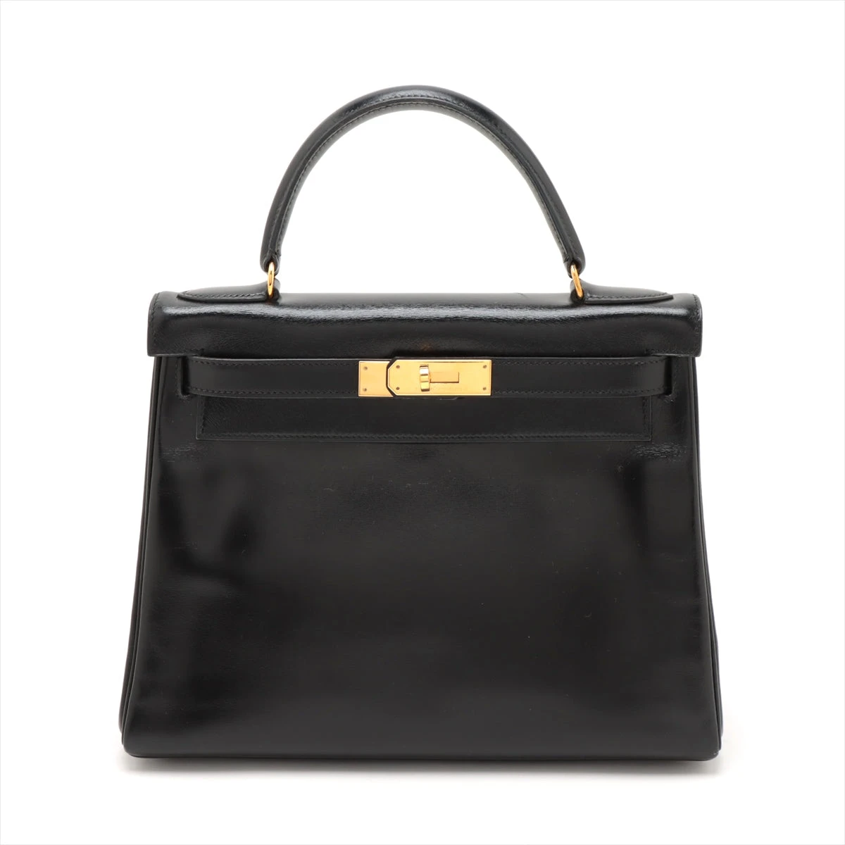 エルメス ケリー28 ボックスカーフ ブラック ゴールド金具 ○S:1989年 エルメス ケリー28 ボックスカーフ ブラック ゴールド金具 ○S:1989年