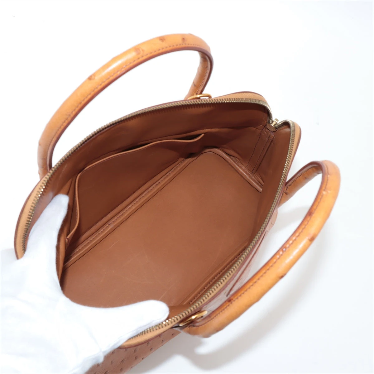 エルメス ボリード31 オーストリッチ チェスナッツ ゴールド金具