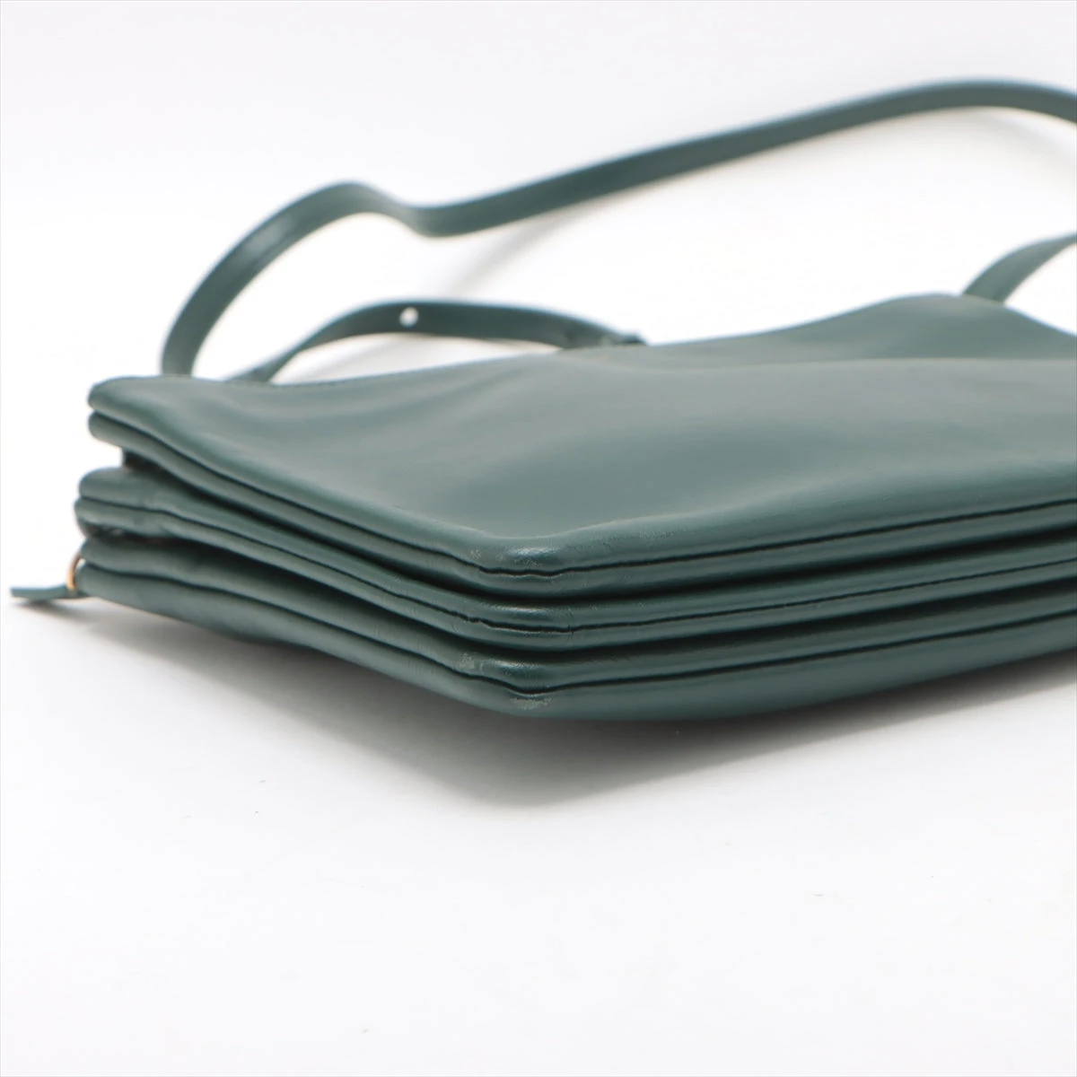 セリーヌ トリオ レザー ショルダーバッグ グリーン WZ411055｜中古