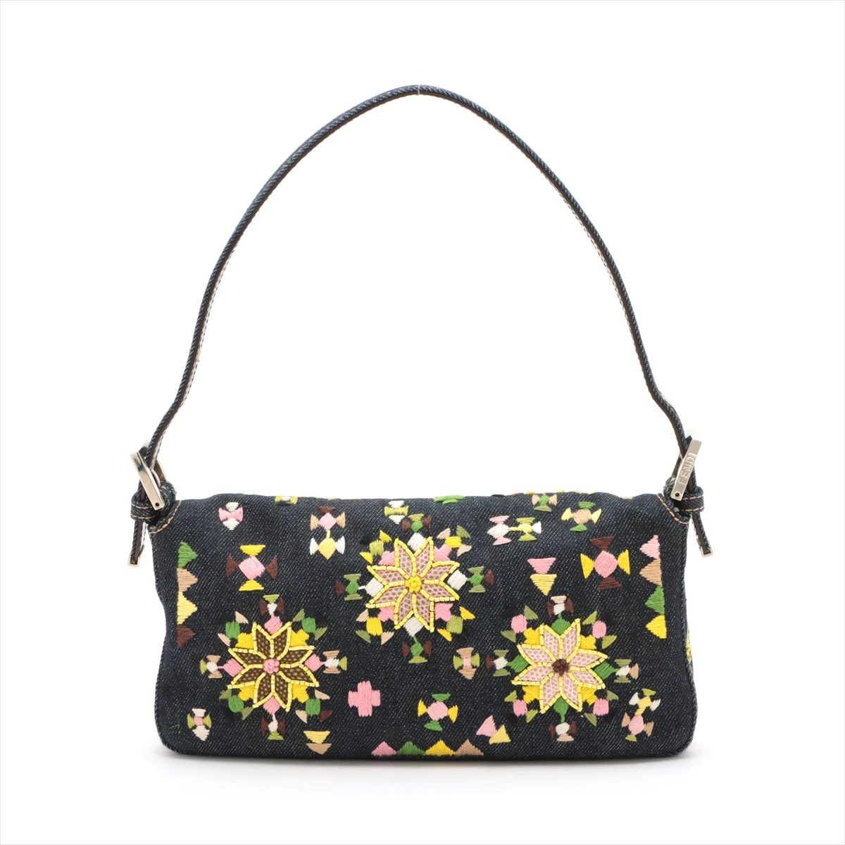 FENDI ビーズ マンマバケット ワンショルダー デニム 花柄 9661 FENDI フェンディ マンマバケット フラワービーズ ショルダー