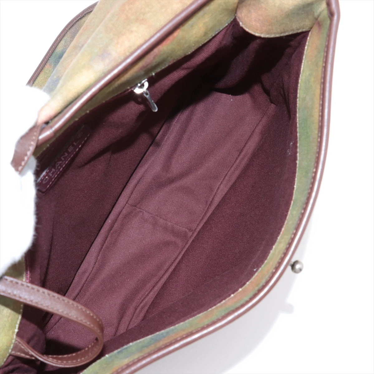 シャネル エンブロイダリー キャンバス×レザー ショルダーバッグ