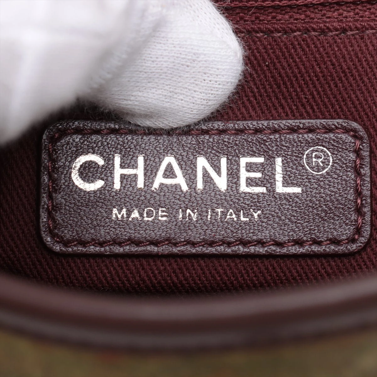 シャネル エンブロイダリー キャンバス×レザー ショルダーバッグ