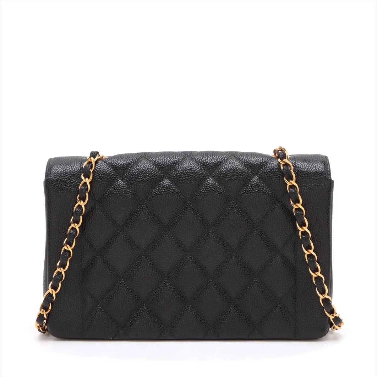 美品【CHANEL】ブラック キャビアスキン シングルフラップバック シャネル マトラッセ キャビアスキン シングルフラップ シングル