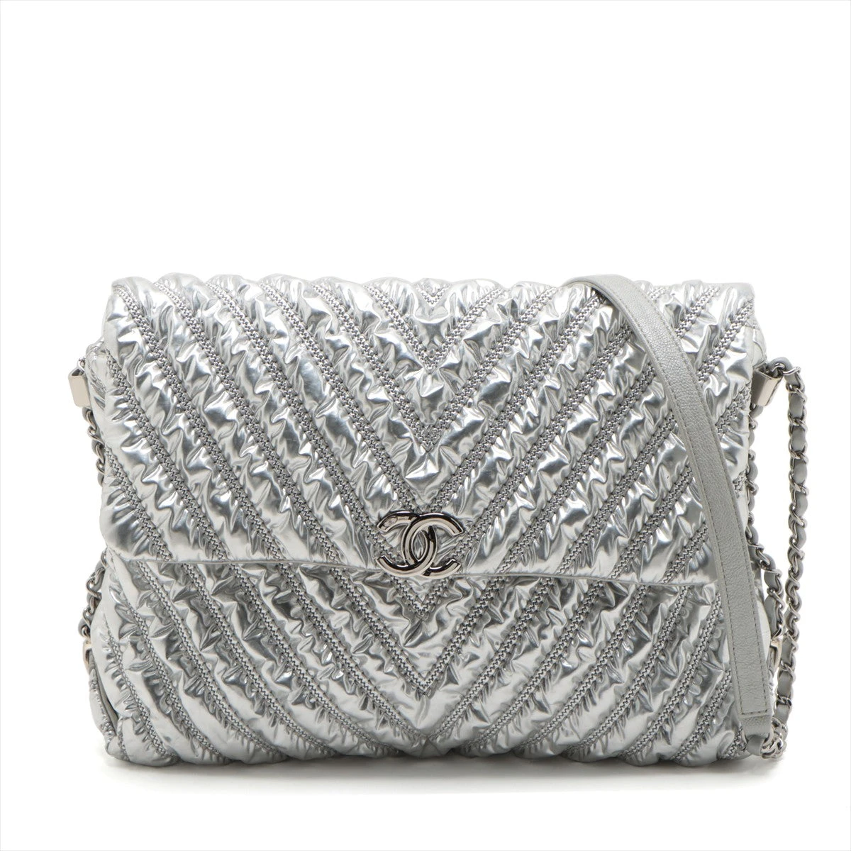 CHANEL Vステッチ　シルバー 22553●●● シャネル Vステッチ バッグ｜シルバー(銀)｜中古ブランド品
